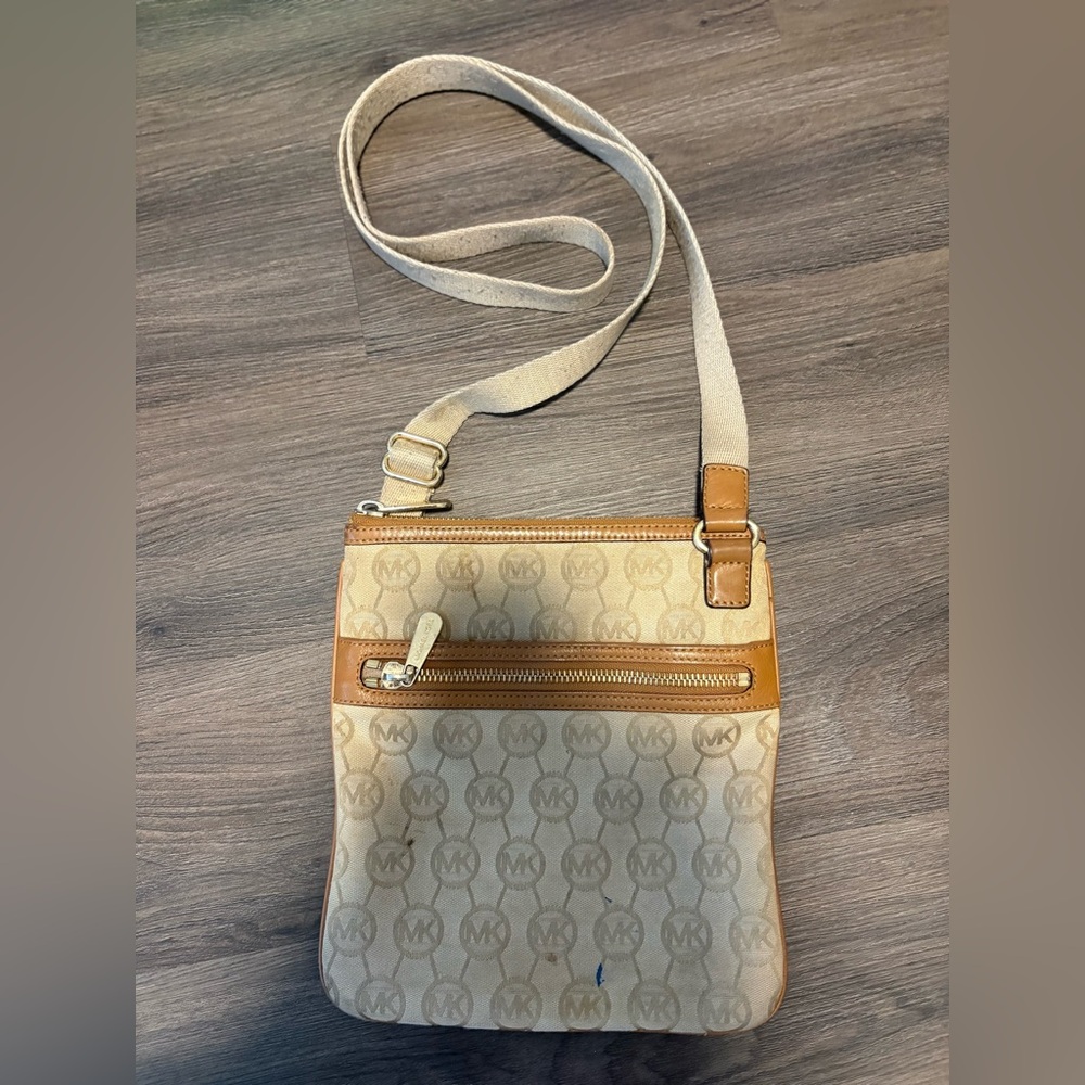 Michael Kors Tan and Cream Crossbody Bag